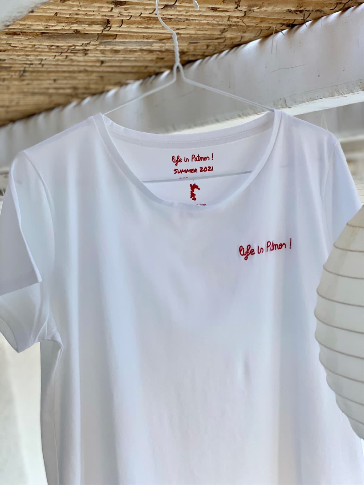 T-shirt Classic, broderie rouge, femme