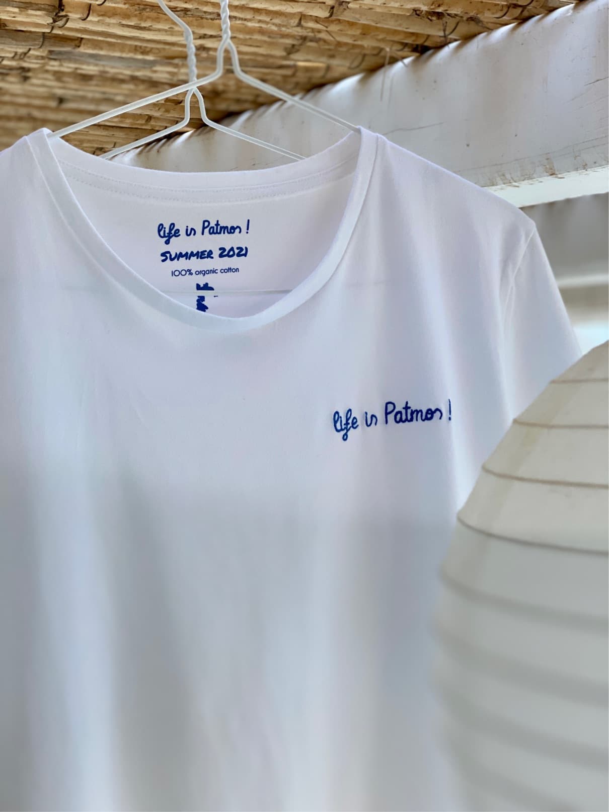 T-shirt Classic, broderie bleue, unisexe